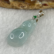 Natural Type A Semi Icy Lavender Jadeite Calabash Hulu Pendant in Stainless Steel Clasp 3.61g 25.3 by 13.2 by 6.8mm - Huangs Jadeite and Jewelry Pte Ltd