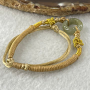 Type A Blueish Green with Brown Jadeite Ping An Kou String Bracelet 2.98g 15.2 by 5.7mm - Huangs Jadeite and Jewelry Pte Ltd