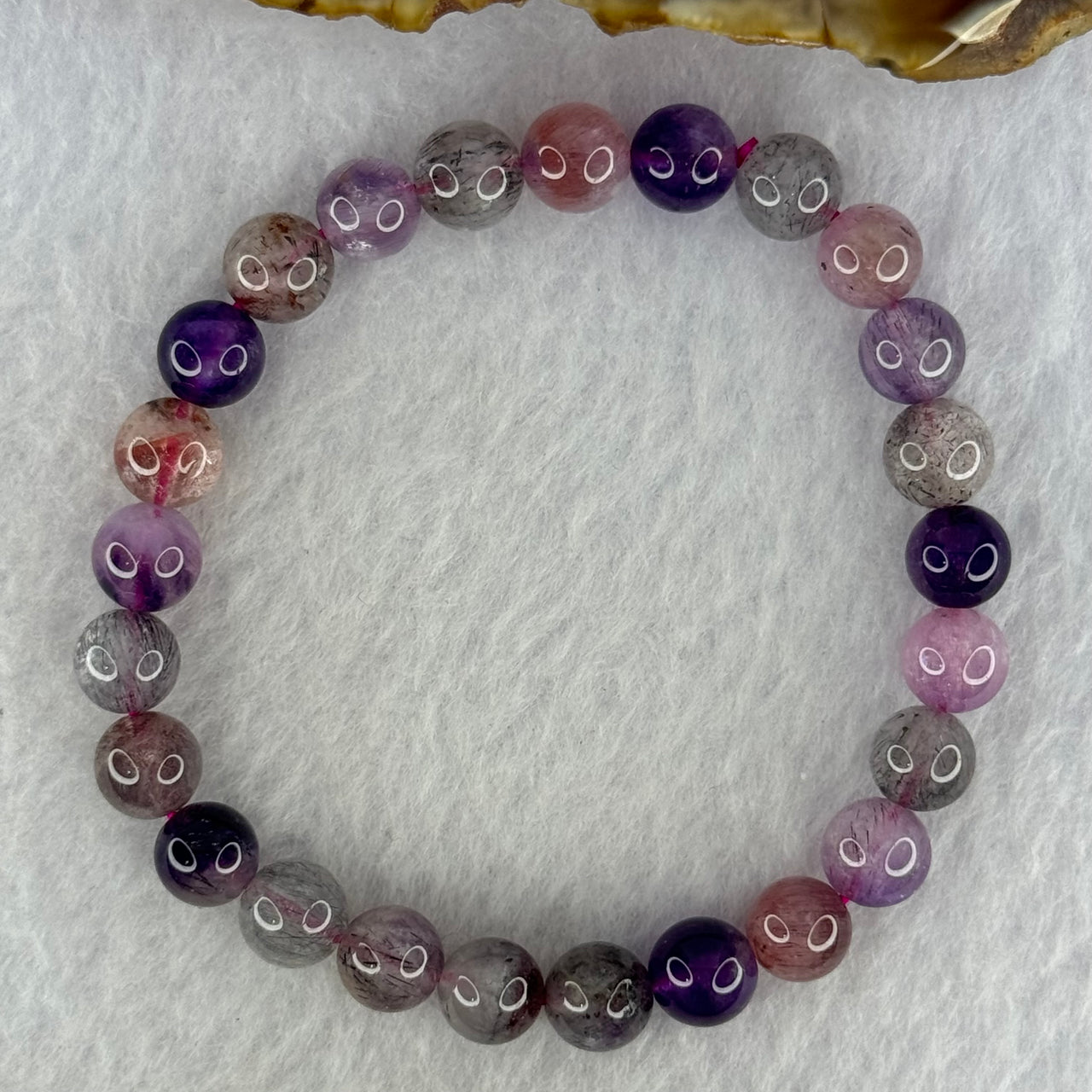 Natural Super 7 Beads Bracelet 15.80g 16cm 7.9mm 25 Beads - Huangs Jadeite and Jewelry Pte Ltd