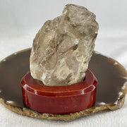 Natural Smoky Quartz Rough Irregular Shape Display in Wooden Stand 209.9g 72.0 by 52.4 by 85.7mm - Huangs Jadeite and Jewelry Pte Ltd