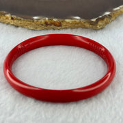 Natural Red Cinnabar Bangle with Inscription 28.10g Internal Diameter 63.4mm 9.4 by 6.0mm - Huangs Jadeite and Jewelry Pte Ltd