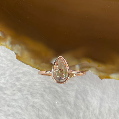 Above Average Grade Natural Super 7 Crystal in 925 Sliver Ring in Rose Gold Color (Adjustable Size) 天然超级七水晶 925 银戒指（可调节尺寸) 1.62g 9.2 by 5.4 by 4.6mm - Huangs Jadeite and Jewelry Pte Ltd