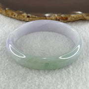 Type A Natural Jelly Lavender Light Green Jadeite Oval Bangle 31.54g Inner Diameter 53.6mm 12.0 by 5.9mm (Internal Lines) - Huangs Jadeite and Jewelry Pte Ltd