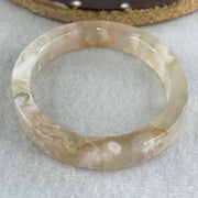 Natural Pink Flower Agate Set Oval Bangle 77.72g Inner Diameter 56.4mm 10.2 by 6.8mm (Perfect) - Huangs Jadeite and Jewelry Pte Ltd