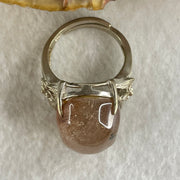 Average Grade Natural Copper Rutilated Quartz Cabochon in S925 Silver Flower design Ring (Adjustable Size) 8.20g 19.0 by 14.1 by 11.5mm - Huangs Jadeite and Jewelry Pte Ltd