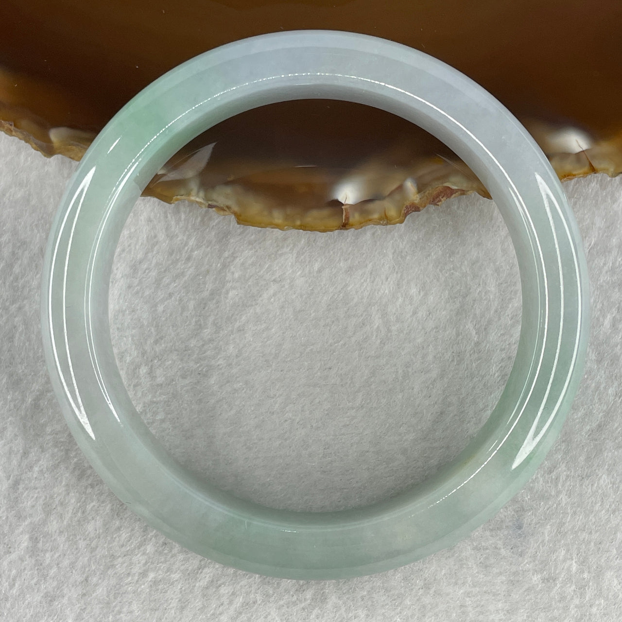 Certified Type A Natural Jelly Faint Green with Faint Lavender with Emerald Green Spot Jadeite Bangle 65.47g Inner Diameter 57.5mm 12.8 by 9.0mm (Very Very Slight Internal Line)