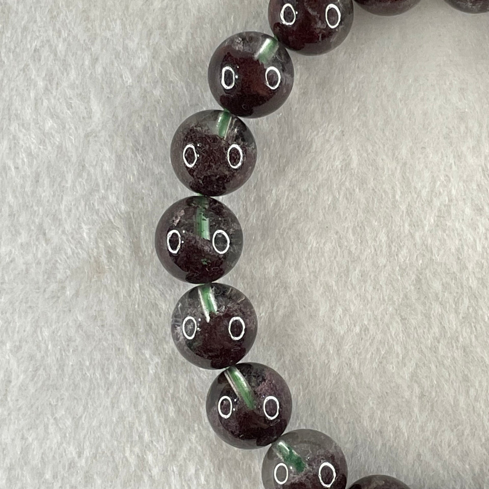 Good Grade Natural Red Phantom Quartz Beads Bracelet 31.20g 16.5cm 10.7mm 19 Beads - Huangs Jadeite and Jewelry Pte Ltd