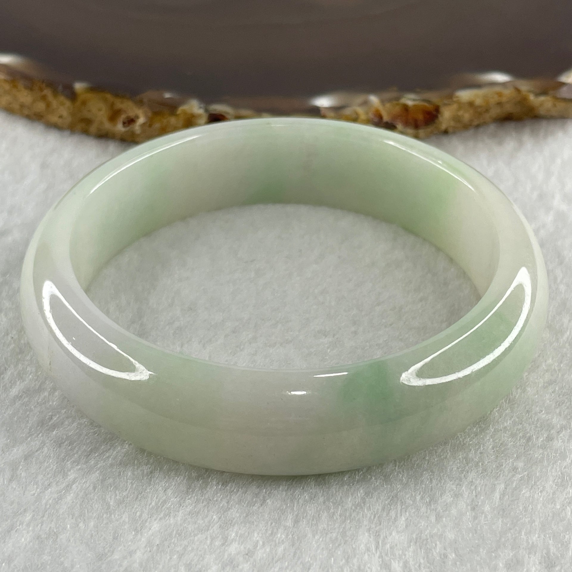 Type A Natural Light Green with Faint Lavender Jadeite Bangle 68.40g Inner Diameter 58.0mm 15.2 by 8.8mm (Slight External Line) - Huangs Jadeite and Jewelry Pte Ltd