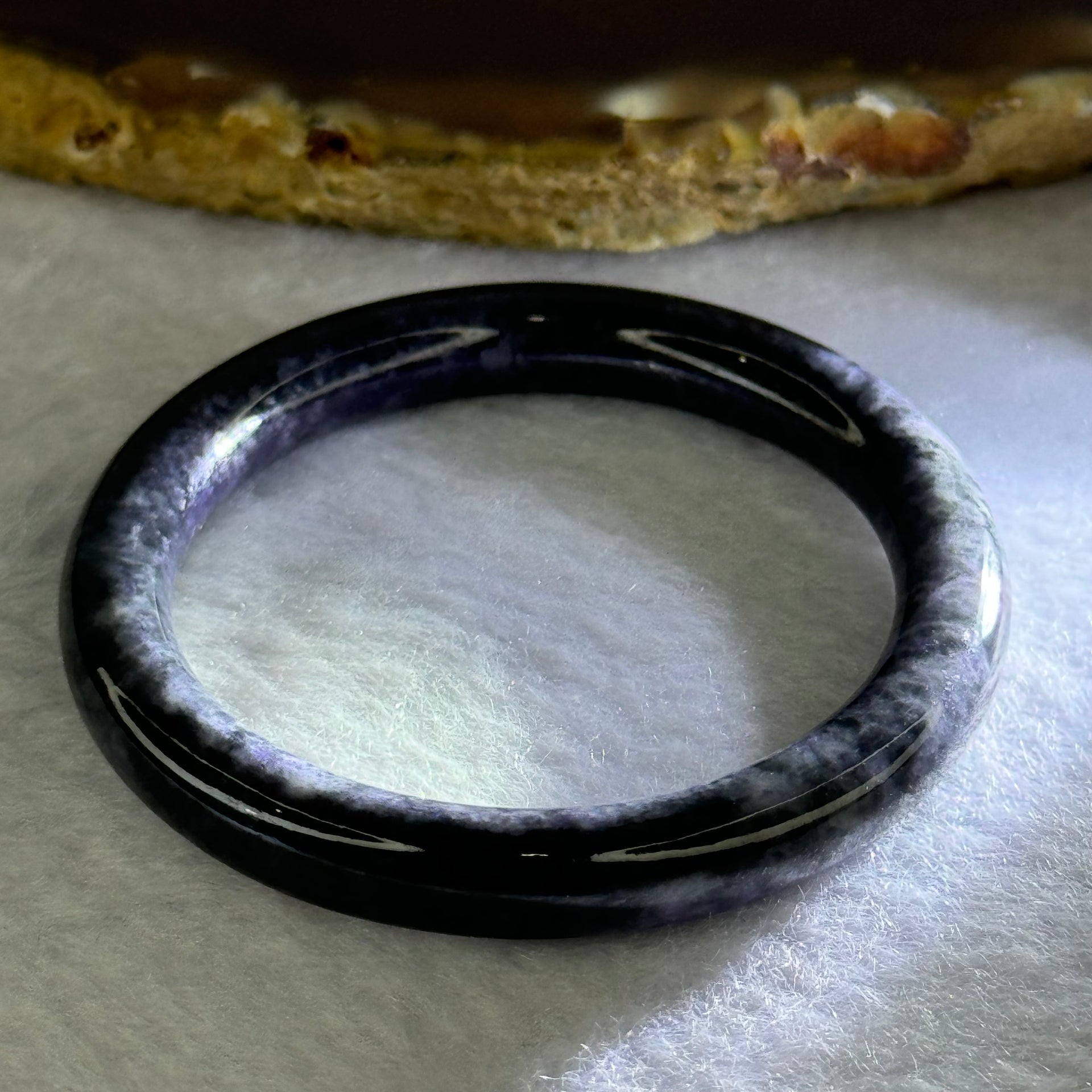 Type A Black Grey Wuji Jadeite Baby Bangle 16.33g Internal Diameter 39.8mm 6.7 by 6.4mm - Huangs Jadeite and Jewelry Pte Ltd