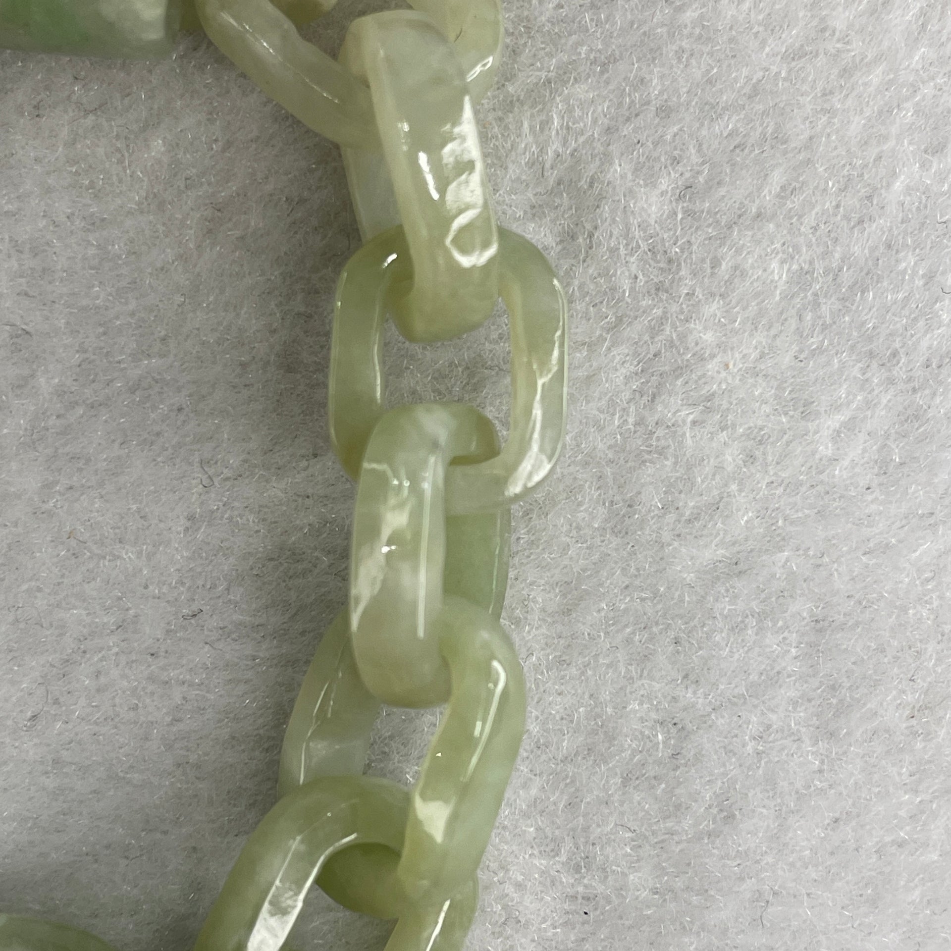 Natural Type A Green Jadeite Link Bracelet 18.54g 13cm 10.9mm 15 Pcs - Huangs Jadeite and Jewelry Pte Ltd