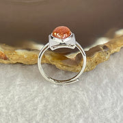 Good Grade Natural Golden Sun Stone in S925 Silver Ring (Adjustable Size) 2.17g 8.9 by 6.9 by 3.5mm - Huangs Jadeite and Jewelry Pte Ltd