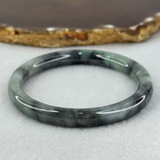 Type A Wuji Grey Black with Light Green Patch Jadeite Bangle Internal Diameter 52.2mm 27.55g 8.0 by 7.0mm - Huangs Jadeite and Jewelry Pte Ltd