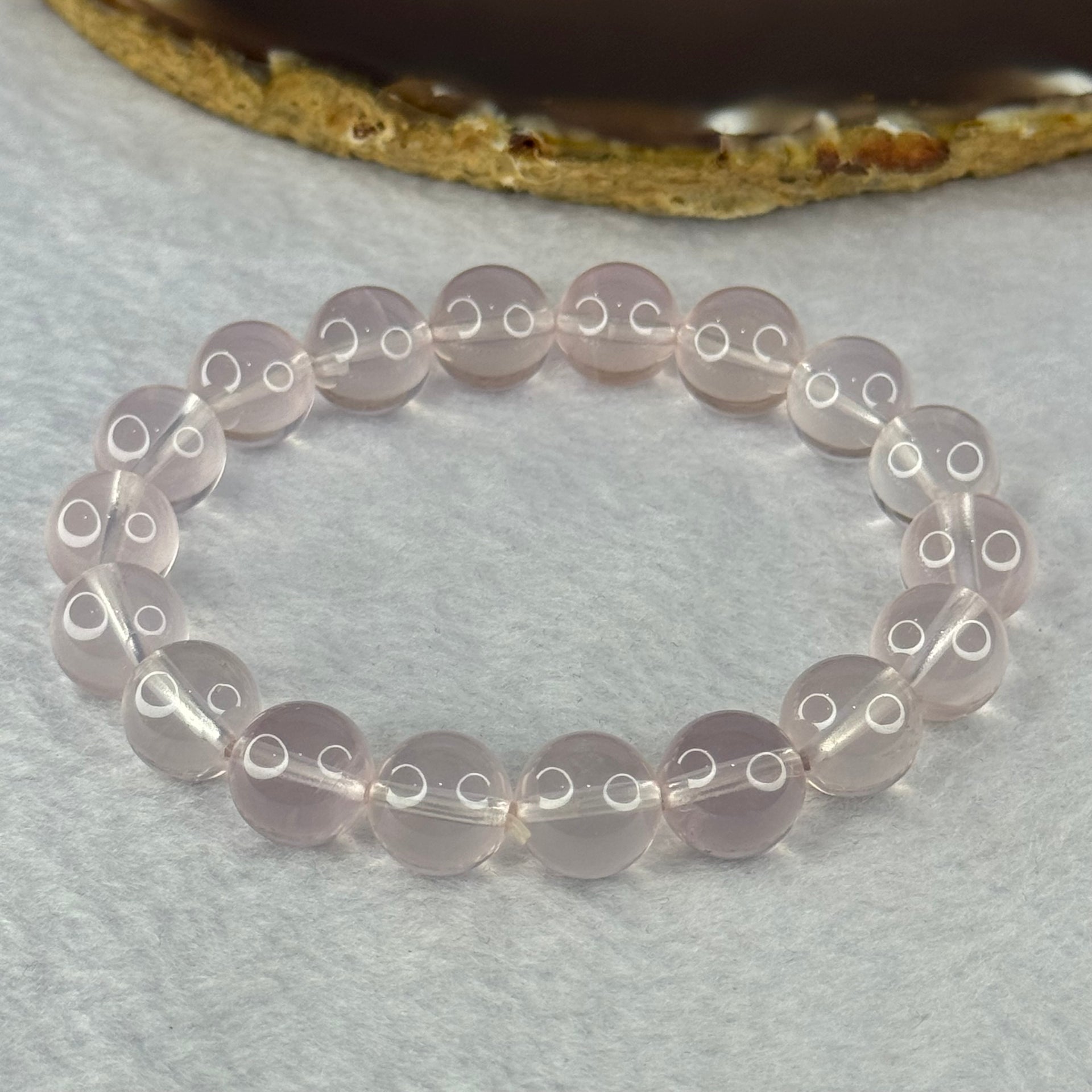 Natural Rose Quartz Beads Bracelet 天然玫瑰石英珠手链 33.93g 17cm 11.2mm 18 Beads - Huangs Jadeite and Jewelry Pte Ltd