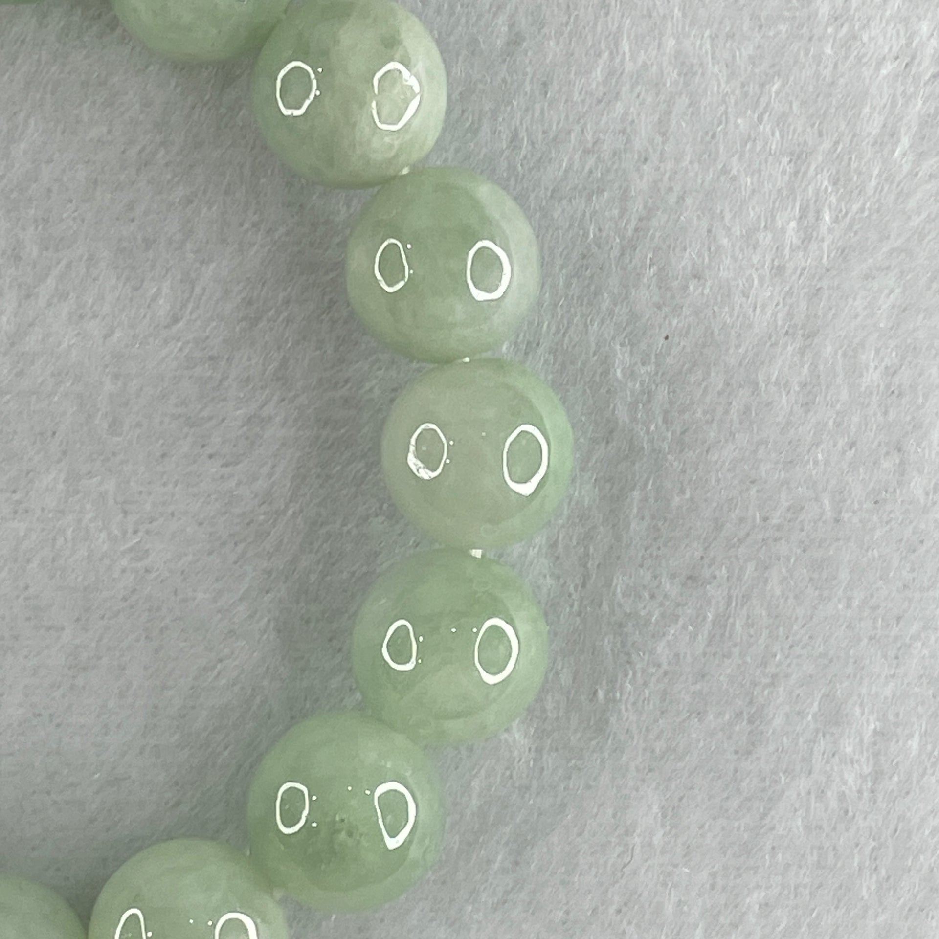 Type A Light Green Jadeite Beads Bracelet 53.65g 16cm 12.7mm 16 Beads (Slight Internal and External Lines) - Huangs Jadeite and Jewelry Pte Ltd