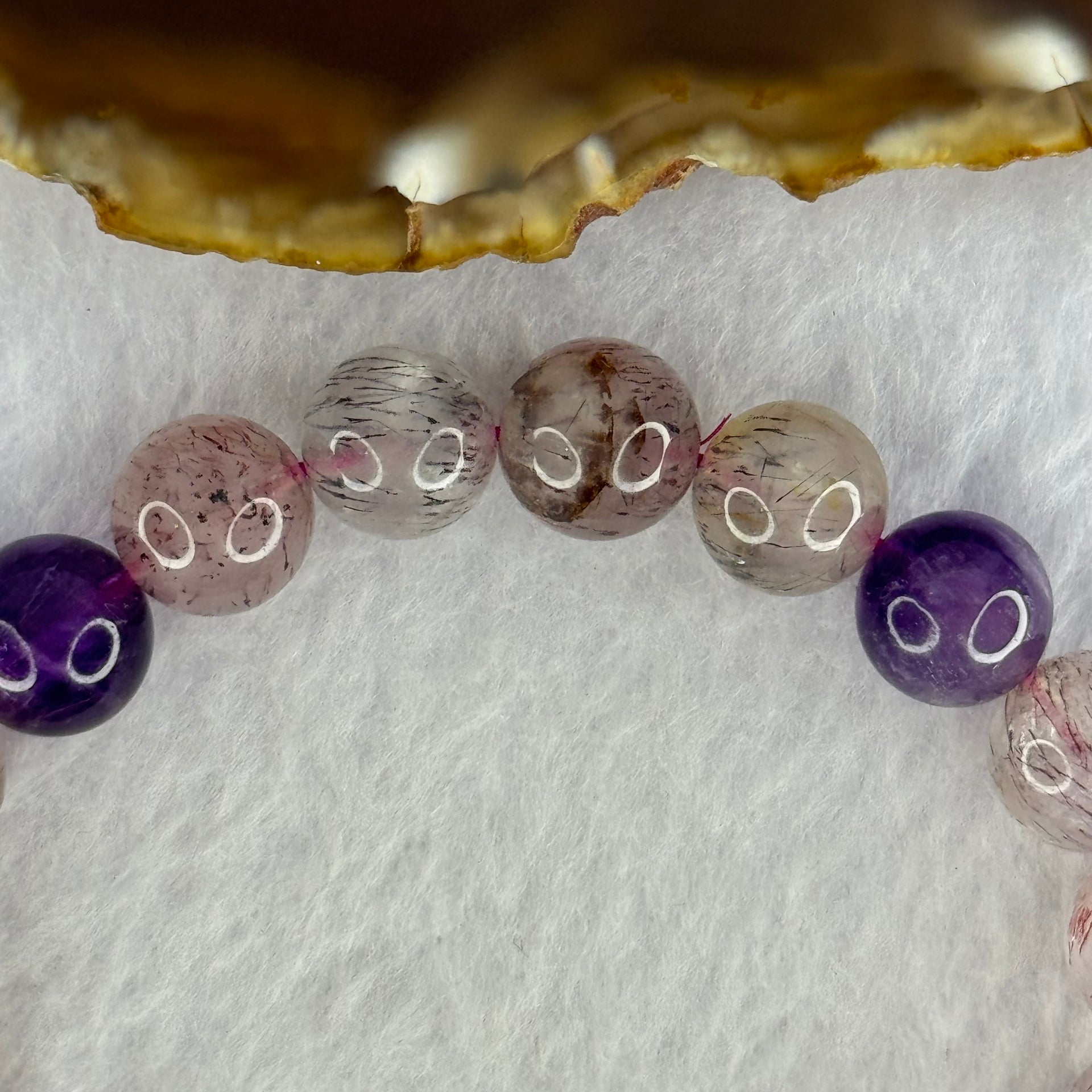 Natural Super 7 Beads Bracelet 32.24g 17.5cm 11.0mm 19 Beads - Huangs Jadeite and Jewelry Pte Ltd