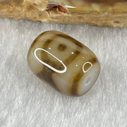 Natural Powerful Tibetan Old Oily Dark and Light Brown Agate 3 Eyes Dzi Bead Heavenly Master (Tian Zhu) 三眼天诛 2.74g 13.7 by 10.7mm - Huangs Jadeite and Jewelry Pte Ltd