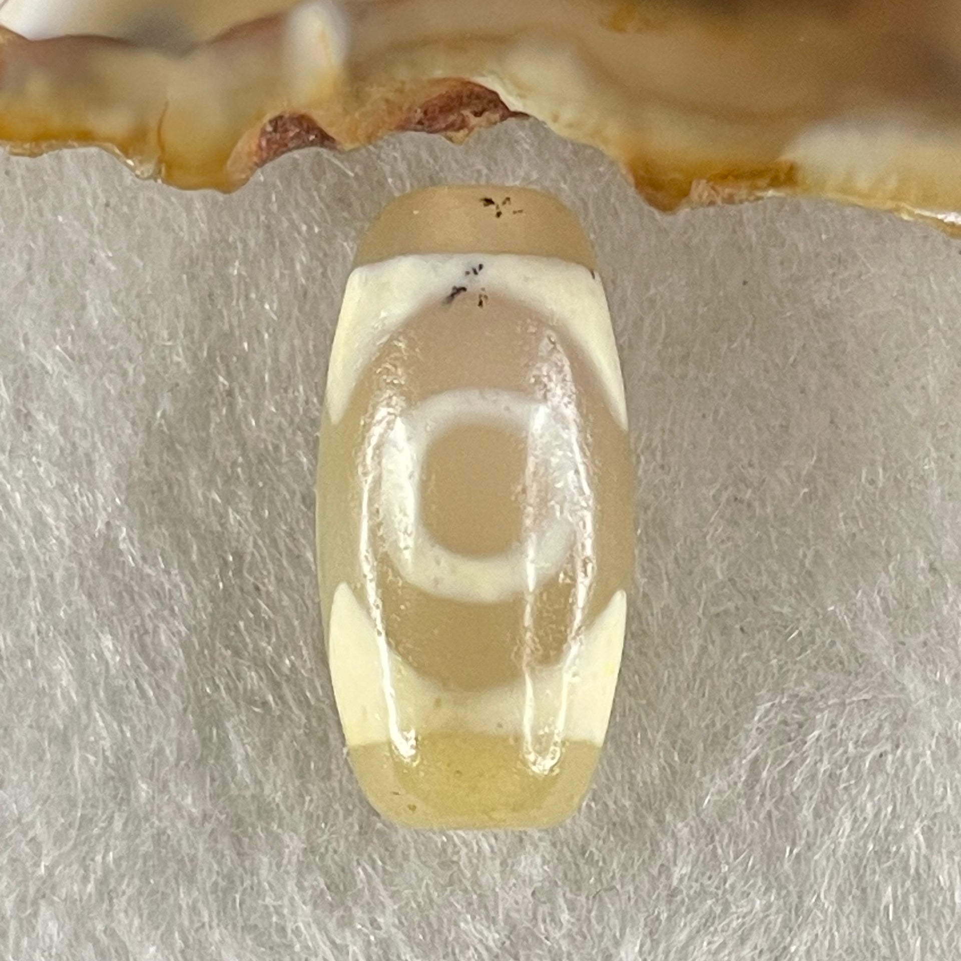 Natural Powerful Tibetan Old Oily Agate 3 Eyes Dzi Bead Heavenly Master (Tian Zhu) 三眼天诛 2.86g 20.1 by 9.9mm - Huangs Jadeite and Jewelry Pte Ltd