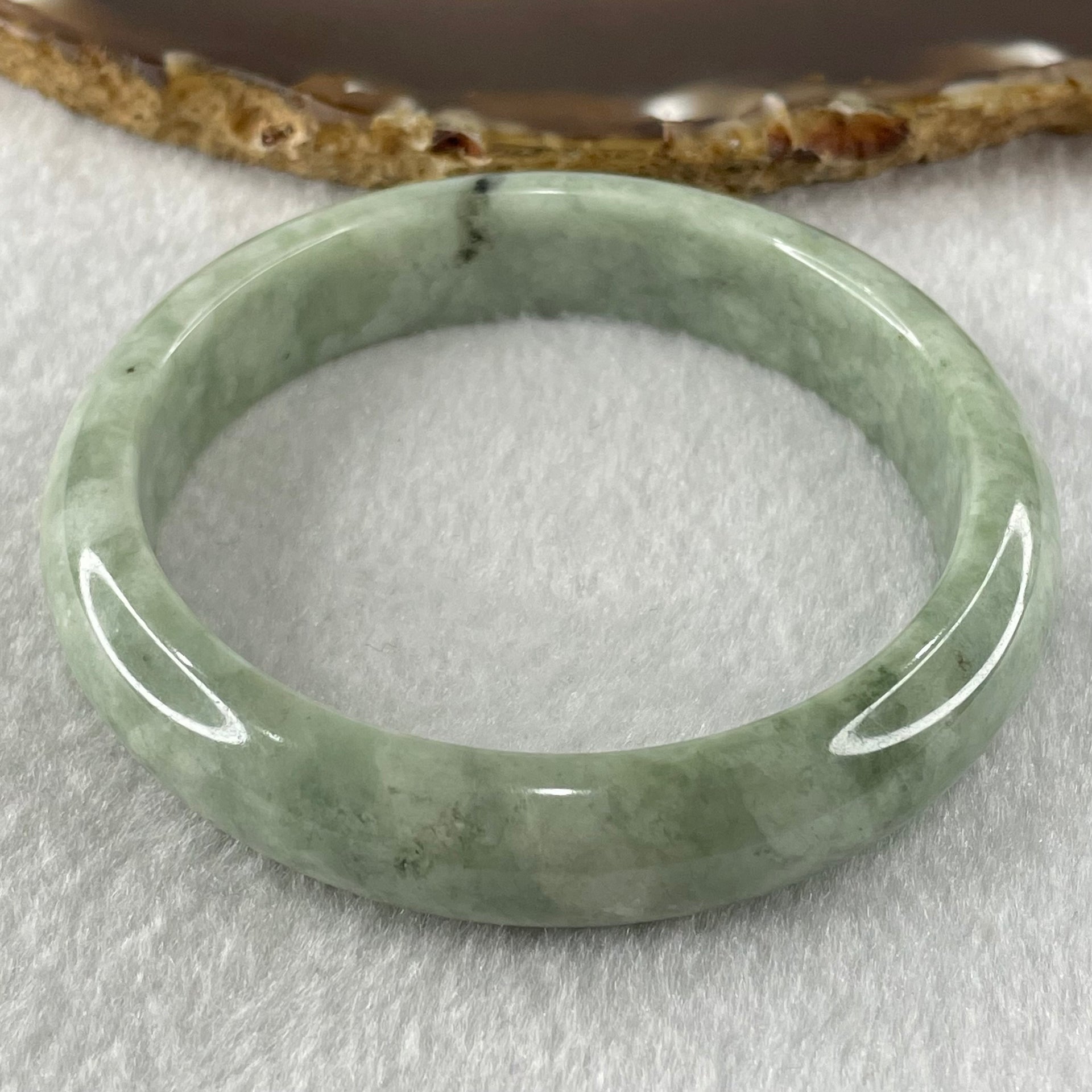 Type A Green Dou Qing Jadeite Bangle 49.01g Internal Diameter 57.6mm 13.0 by 7.5mm (External Line - Huangs Jadeite and Jewelry Pte Ltd