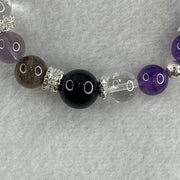 Natural Amethyst with Clear Quartz, Onyx, Copper Rutilated Beads with Charms Bracelet 32.57g 17cm 9.8mm-12Beads 12.7mm-4Beads - Huangs Jadeite and Jewelry Pte Ltd