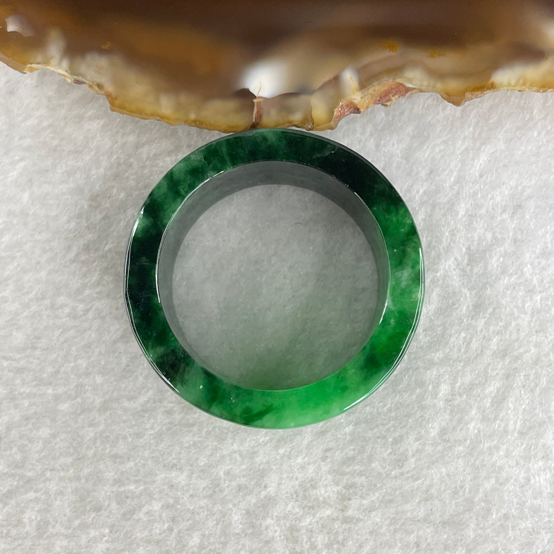 Certified Type A Burmese Old Mine Green Om Mani PadMe Hum Jade Jadeite Ring 11.31g US13.75 HK31 Inner Diameter 23.1mm - Huangs Jadeite and Jewelry Pte Ltd