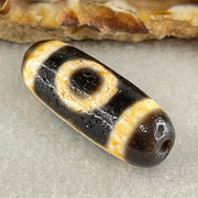 Natural Powerful Tibetan Old Oily Agate 2 Eyes Dzi Bead Heavenly Master (Tian Zhu) 二眼天诛 4.21g 26.7 by 10.2mm - Huangs Jadeite and Jewelry Pte Ltd