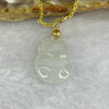 Type A Semi Icy White Jadeite Hulu in 14KGF Necklace 2.35g by 19.8 by 12.8 by 5.6mm - Huangs Jadeite and Jewelry Pte Ltd