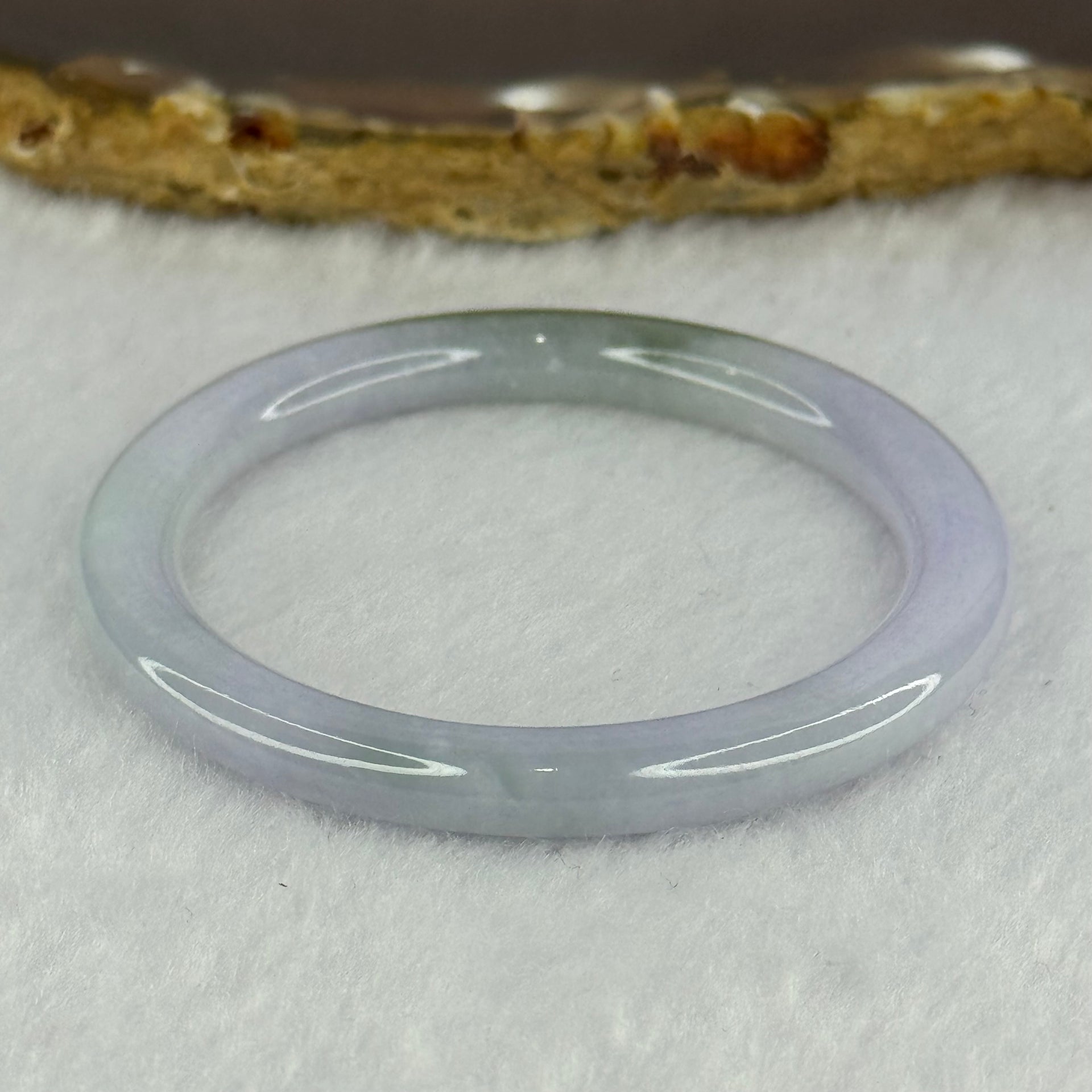 Type A Lavender with Green Patch Jadeite Bangle 15.28g Internal Diameter 42.7mm 5.7 by 6.3mm - Huangs Jadeite and Jewelry Pte Ltd