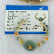 Type A Blueish Green Jadeite Floral Ping An Kou and Beads 18.64g 27.9 by 3.9mm 6.0mm 10 Beads - Huangs Jadeite and Jewelry Pte Ltd