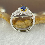 Blue Cubic Zirconia in S925 Sliver Ring (Adjustable Size) 1.68g 6.1 by 3.8mm 2.0mm - Huangs Jadeite and Jewelry Pte Ltd