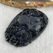 Type A Opaque to Partial Translucent Black Omphacite Jadeite Pig Pendant 26.30g 59.7 by 40.1 by 8.5mm - Huangs Jadeite and Jewelry Pte Ltd