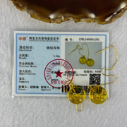 Natural Golden Yellow Amber Ping An Kou Donut Silver in Gold Color Earrings 2.36g 15.0 by 6.7mm - Huangs Jadeite and Jewelry Pte Ltd