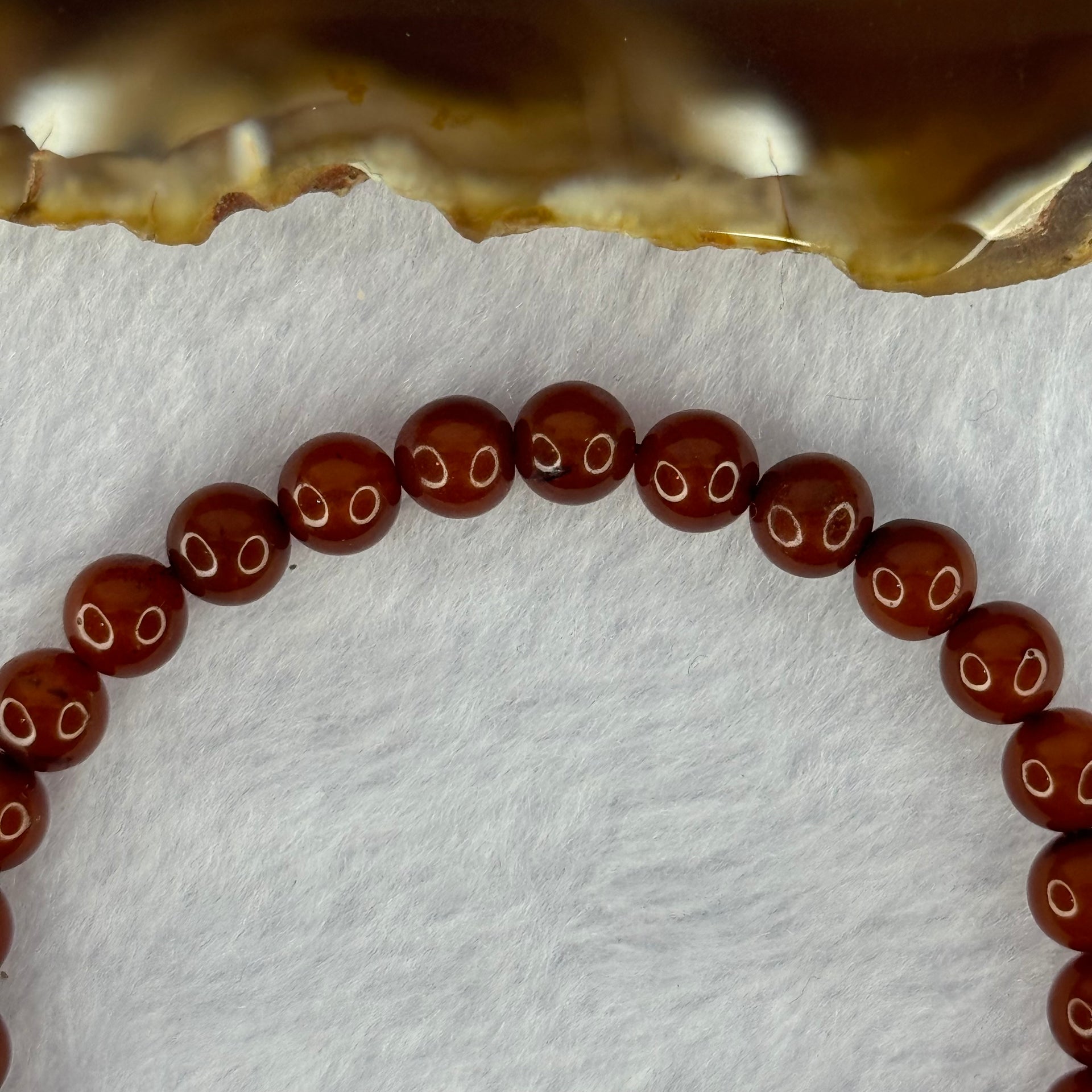 Natural Red with Butterscotch Amber Beads Bracelet 3.77g 15.5cm 6.1mm 30 Beads - Huangs Jadeite and Jewelry Pte Ltd