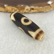 Natural Powerful Tibetan Old Oily Agate 3 Eyes Dzi Bead Heavenly Master (Tian Zhu) 三眼天诛 8.11g 38.3 by 11.9mm - Huangs Jadeite and Jewelry Pte Ltd