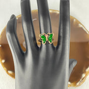 Type A Green Burmese Icy Butterfly Jade Jadeite ring in 18k rose gold & natural diamonds 1.87g  Ring Size: US 6.5 - Huangs Jadeite and Jewelry Pte Ltd