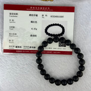 Natural Dark Matt Black Amber Beads Bracelet 天然大黑天翁琥珀手链 6.37g 14cm 8.1mm 22 Beads - Huangs Jadeite and Jewelry Pte Ltd