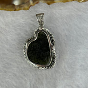 Natural Czech Republic Moldavite Meteorite Crystal in S925 Sliver Pendent 天然捷克陨石925银牌 7.85g 22.3 by 17.6 by 8.9mm - Huangs Jadeite and Jewelry Pte Ltd