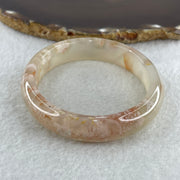 Natural Pinkish Flower Agate Oval Bangle 37.29g Internal Diameter 60.3mm 12.9 by 7.3mm (Perfect) - Huangs Jadeite and Jewelry Pte Ltd