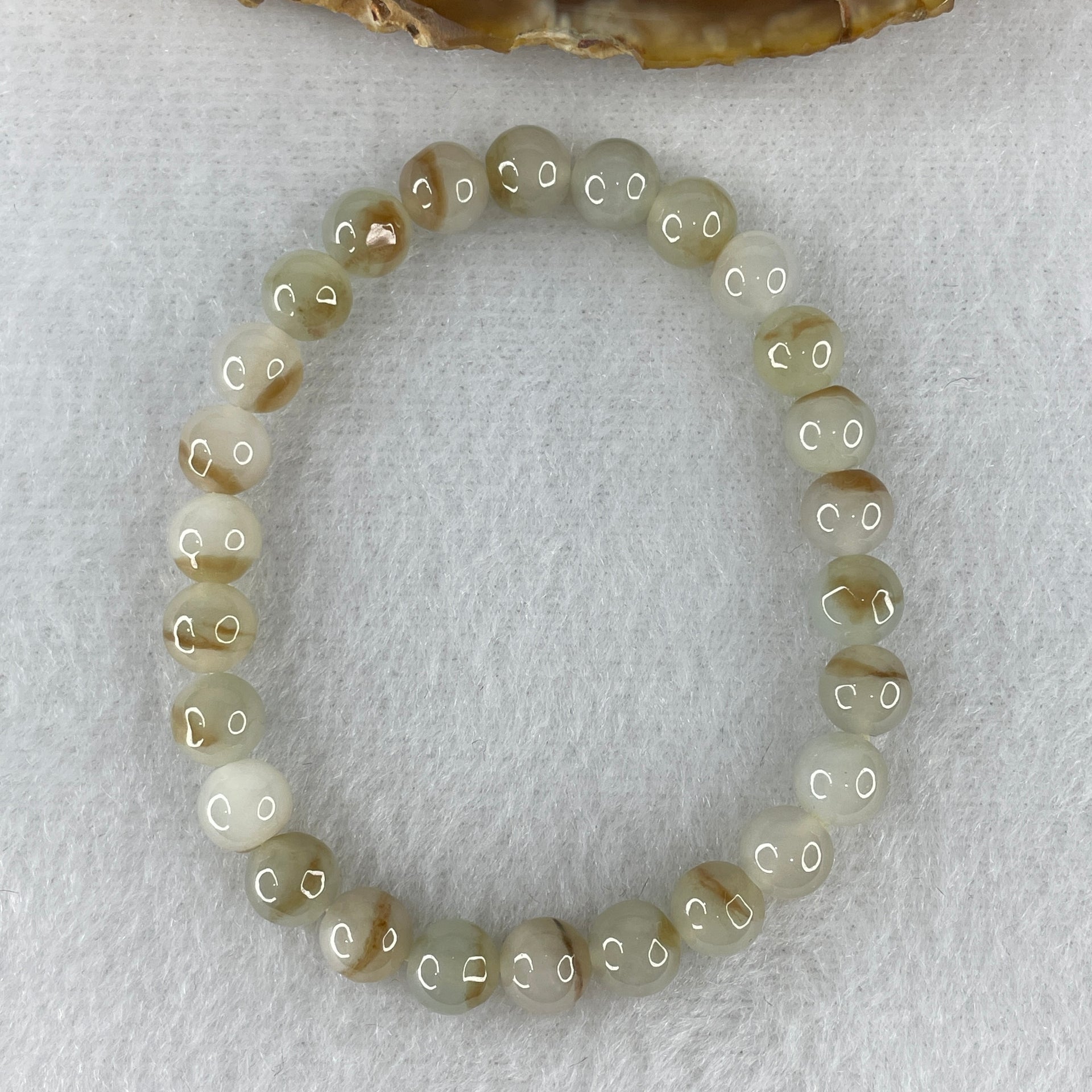 Natural Type A Light Lavender with Brownish Jadeite Beads Bracelet 14.86g 15cm 7.0mm 26 Beads - Huangs Jadeite and Jewelry Pte Ltd