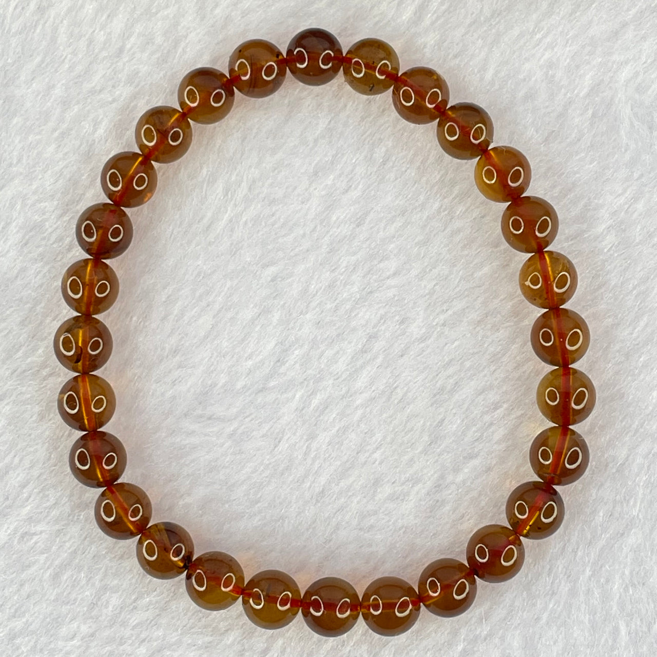 Natural Purple Honey Amber Beads Bracelet 天然紫蜜琥珀手链 3.81g 15.5cm 6.4mm 28 Beads - Huangs Jadeite and Jewelry Pte Ltd
