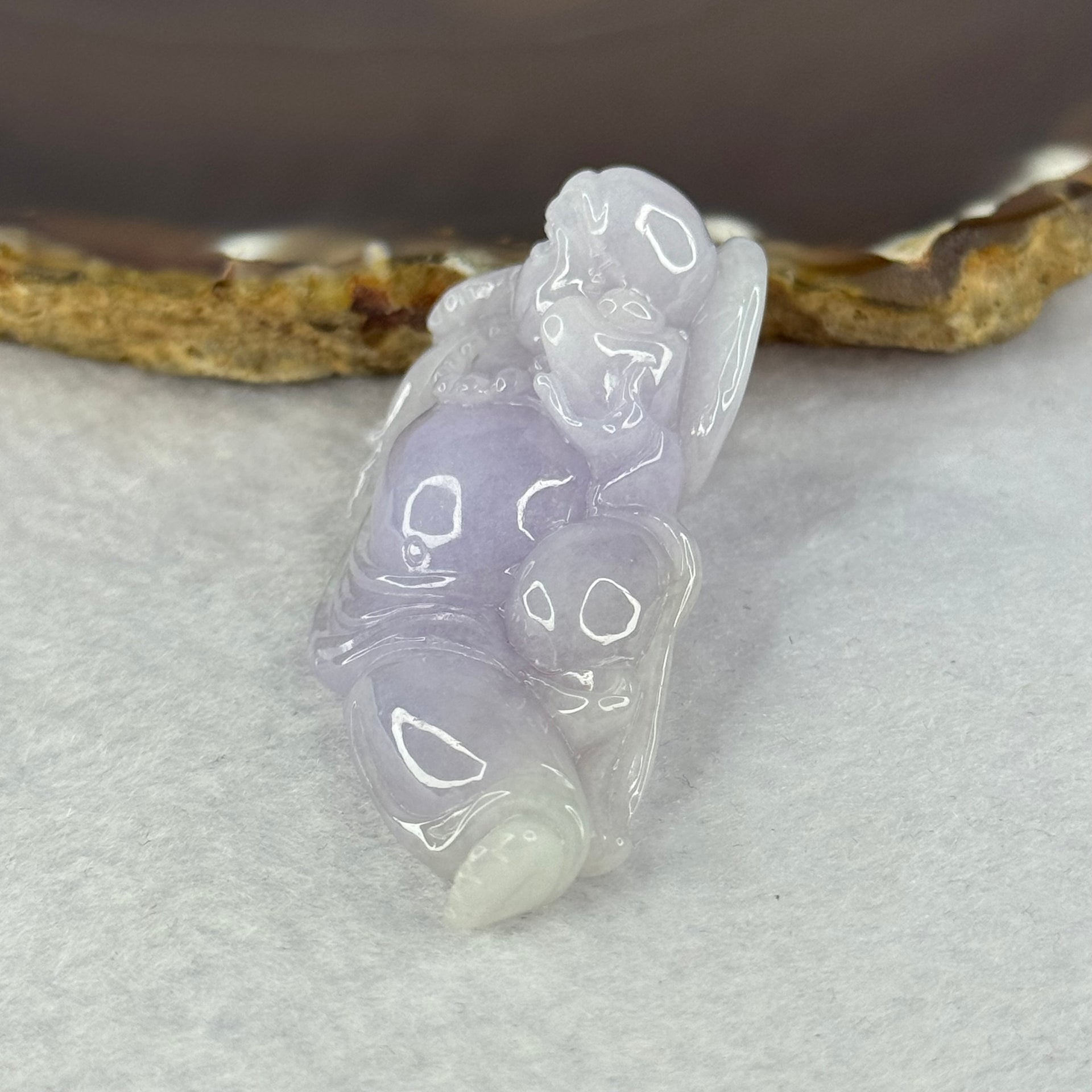 Type A Lavender Jadeite Milo Buddha Display 紫罗兰翡翠弥勒佛摆件 33.33g 57.9 by 27.3 by 20.6mm - Huangs Jadeite and Jewelry Pte Ltd