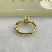 Blue Cubic Zirconia in Sliver Gold Color Ring (Adjustable Size) 1.44g 6.9 by 4.9 by 2.0mm - Huangs Jadeite and Jewelry Pte Ltd