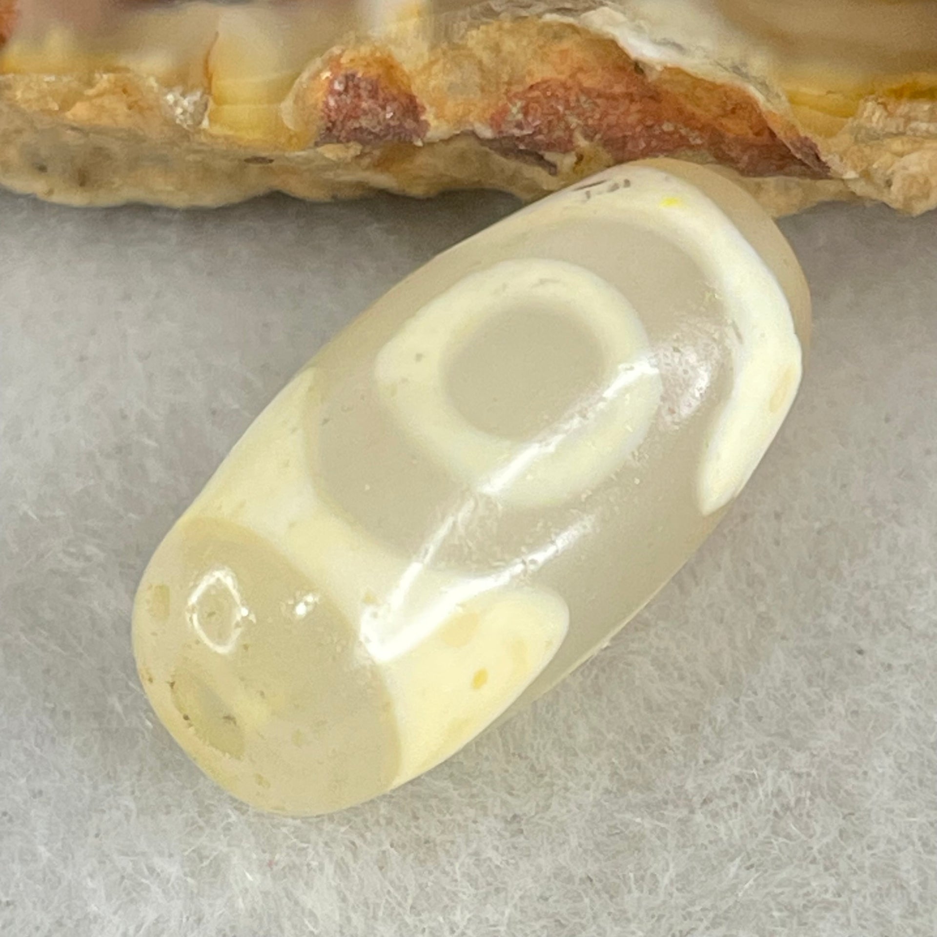 Natural Powerful Tibetan Old Oily Agate 3 Eyes Dzi Bead Heavenly Master (Tian Zhu) 三眼天诛 2.82g 19.6 by 10.1mm - Huangs Jadeite and Jewelry Pte Ltd