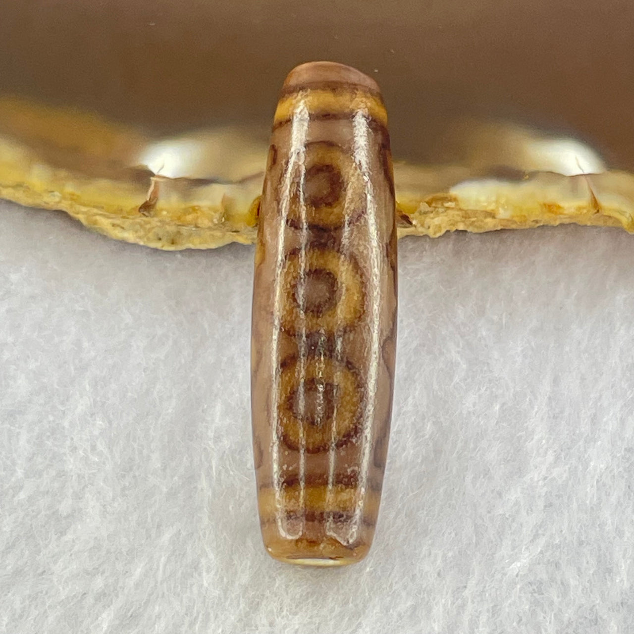 Natural Powerful Tibetan Old Oily Agate 5 Eyes Dzi Bead Heavenly Master (Tian Zhu) 五眼天诛 7.70g 39.2 by 11.6mm - Huangs Jadeite and Jewelry Pte Ltd