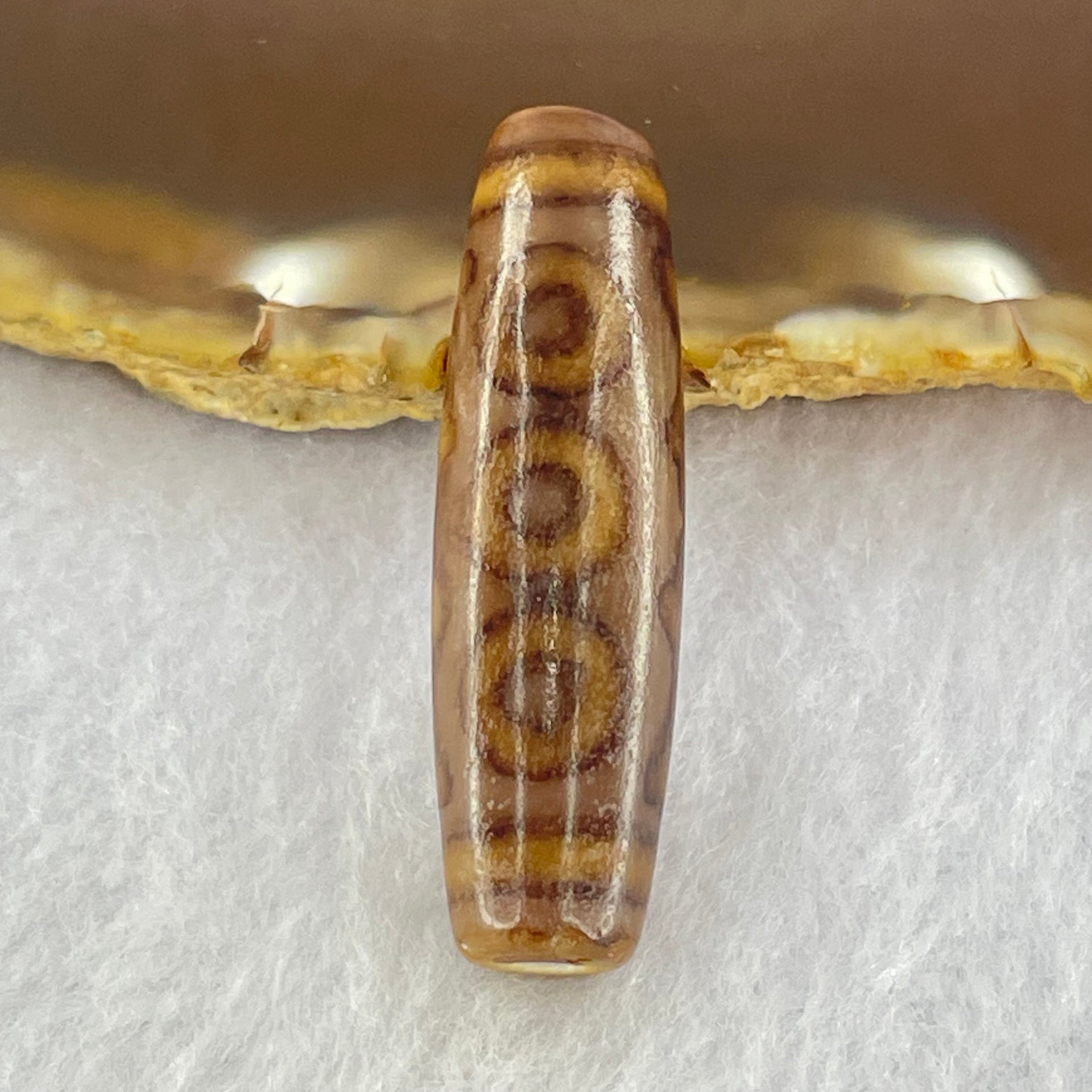 Natural Powerful Tibetan Old Oily Agate 5 Eyes Dzi Bead Heavenly Master (Tian Zhu) 五眼天诛 7.70g 39.2 by 11.6mm - Huangs Jadeite and Jewelry Pte Ltd