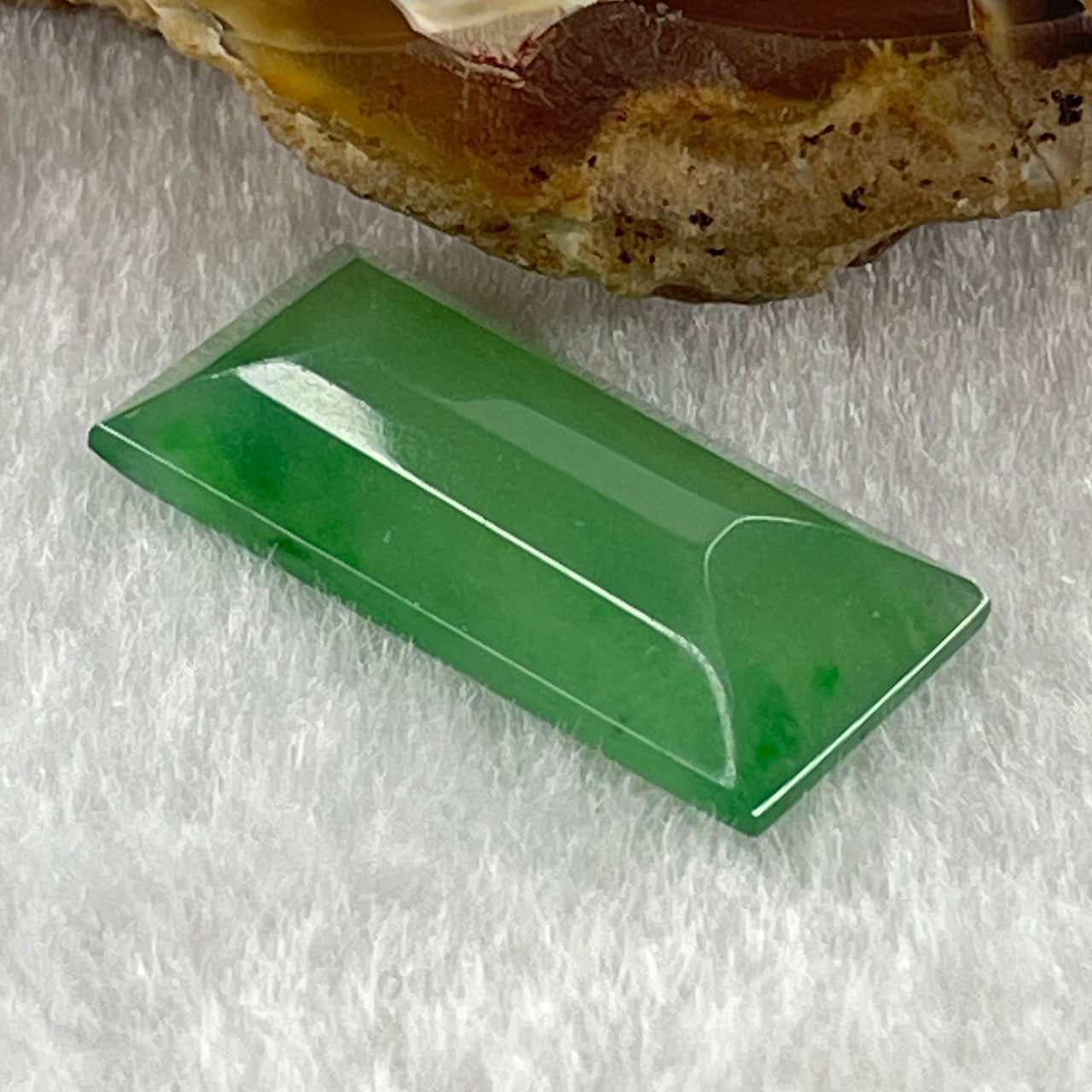 Type A Natural Icy Green Jadeite Rectangle Setting Stone 1.65g 21.9 by 10.5 by 3.7mm - Huangs Jadeite and Jewelry Pte Ltd