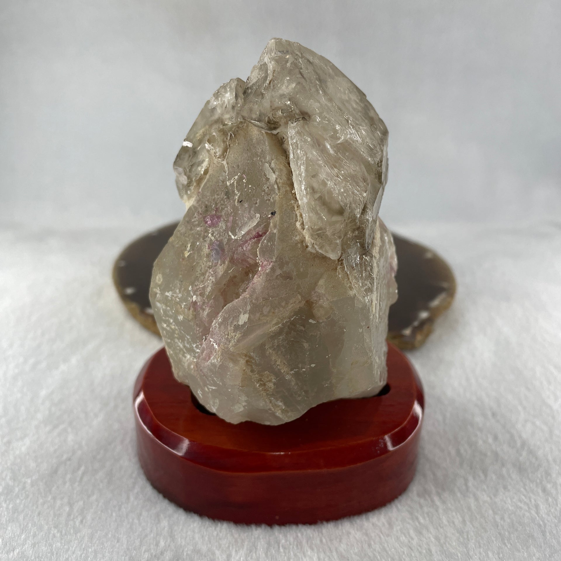 Natural Smoky Quartz Rough Irregular Shape Display in Wooden Stand 609.62g 17.4 by 88.5 by 123.0mm - Huangs Jadeite and Jewelry Pte Ltd