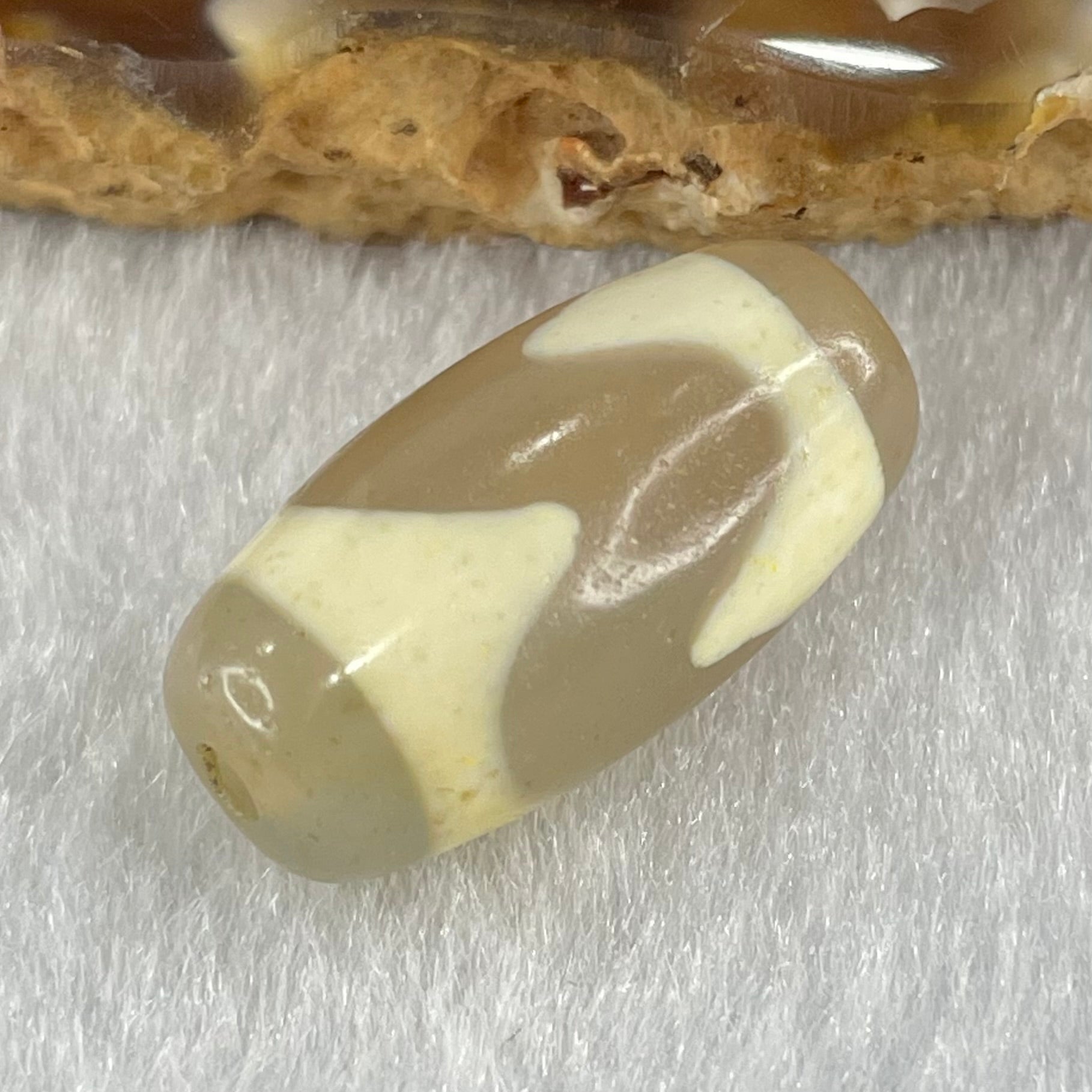 Natural Powerful Tibetan Old Oily Agate Tiger Tooth Daluo Dzi Bead Heavenly Master (Tian Zhu) 虎呀天诛 3.07g 20.0 by 10.2mm - Huangs Jadeite and Jewelry Pte Ltd