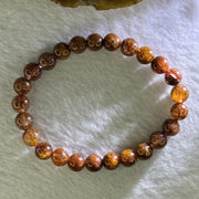 Natural Copper Rutilated Quartz Beads Bracelet 銅髮晶手镯 16.11g 16cm 7.9mm 28 Beads - Huangs Jadeite and Jewelry Pte Ltd