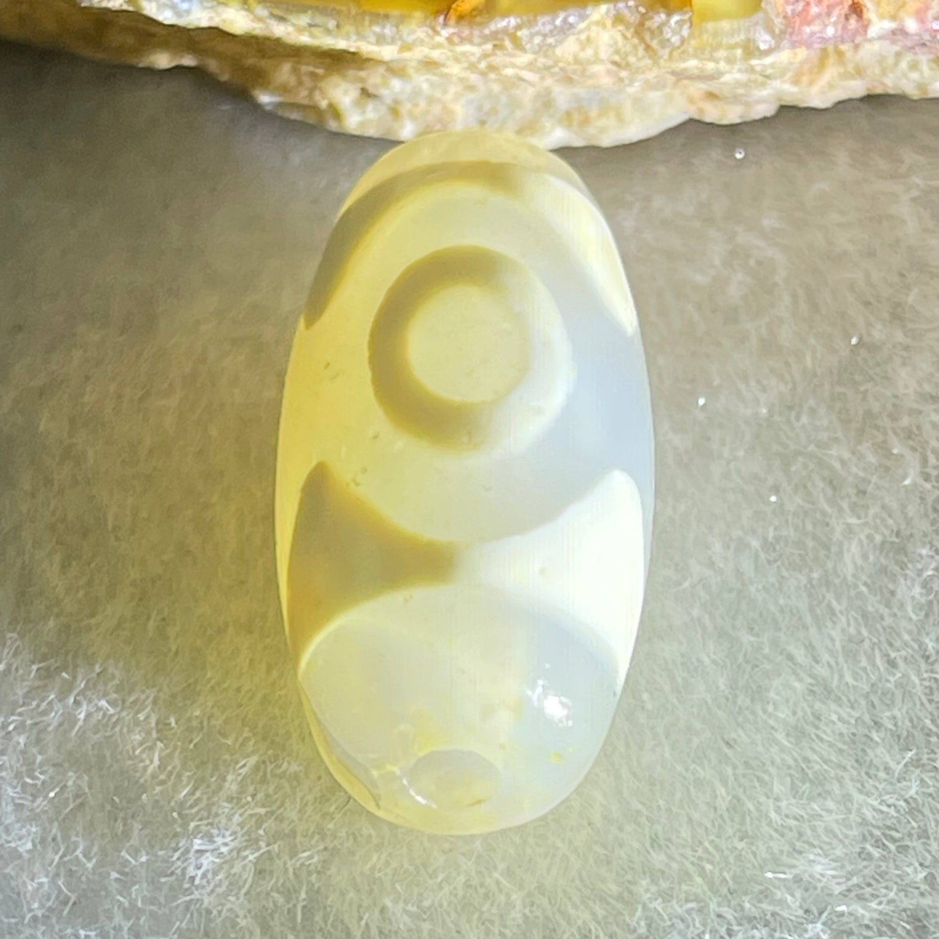 Natural Powerful Tibetan Old Oily Agate 3 Eyes Dzi Bead Heavenly Master (Tian Zhu) 三眼天诛 3.02g 20.2 by 10.2mm - Huangs Jadeite and Jewelry Pte Ltd