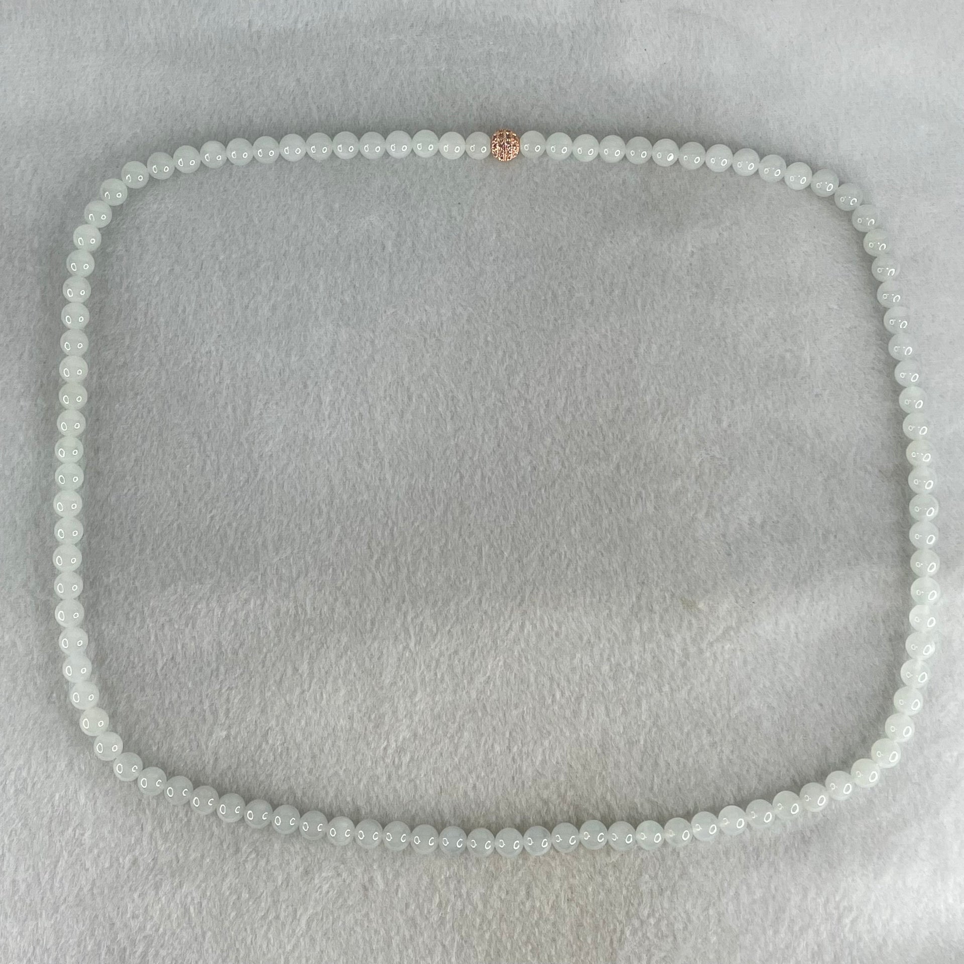Type A White to Faint Blue Jadeite Beads Necklace 60.66g 66cm 7.0mm 98 Beads - Huangs Jadeite and Jewelry Pte Ltd